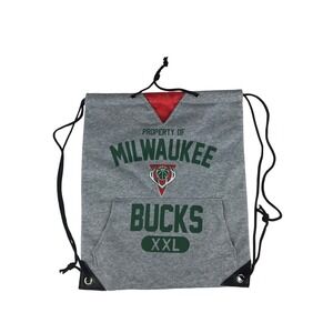 Milwaukee Bucks NBA XXL Gray Drawstring Backpack Sack Gym‎ Bag 14"x 16.5"